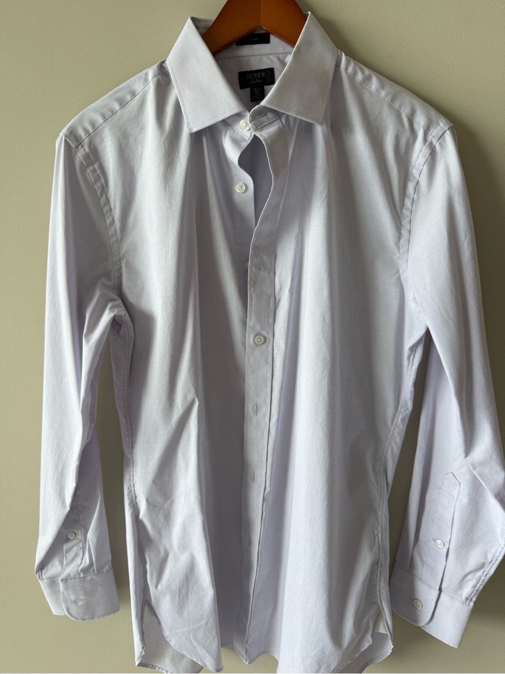 J. Crew Men's grey White Dress Shirt - Spread Collar 15.5 32/33